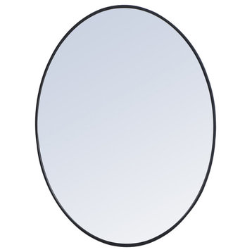 Metal Frame Oval Mirror 40 Inch In Black
