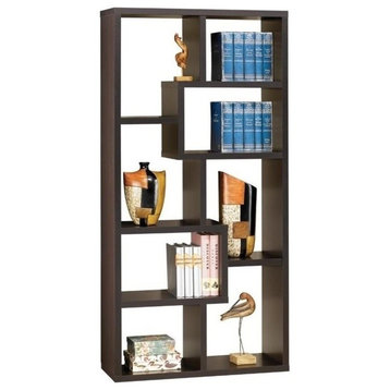 Bowery Hill Asymmetrical Bookcase in Cappuccino