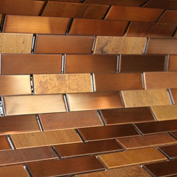Wood Look and Bronze Stainless Steel Subway Style Mosaic Tiles - Home Accessories & Decor