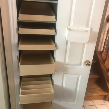 small closet pantry is now huge with organizing space