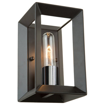 Vineyard 1 Light Wall Sconce in Black And Chrome