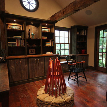 Zander Woodworks - Rustic Study with barn siding and antique oak