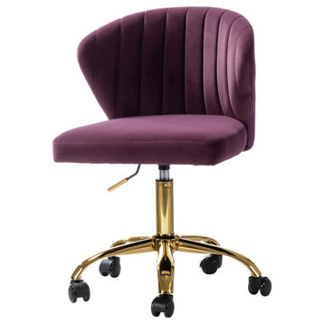 Swivel Task Chair With Tufted Back, Purple