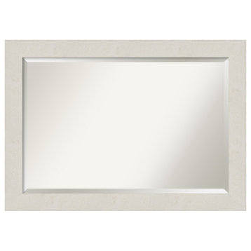 Rustic Plank White Beveled Wall Mirror - 41.5 x 29.5 in.