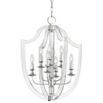 Hudson Valley Lighting - Arietta, 20" Pendant, Polished Nickel Finish, Clear Glass - The old world and the new meet in Arietta. We take the iconic form of a crest and embellish it, exaggerating its corners and lines. Thick planes of acrylic are laser-cut, meeting metal and contrasting the central column.