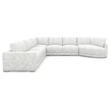 Laguna 166" Modular Feather-Cushion Sectional Sofa, Cloud Light Gray Polyester Tweed, Right-Arm Facing