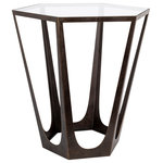 Livabliss - Vortex Modern, Dark Brown Table, 24"h X 20"w X 23"d End Table - Our Vortex Collection offers an enduring presentation of the modern form that will competently revitalize your decor space. Made in India with Glass, Metal. For optimal product care, wipe clean with a dry cloth. Manufacturers 30 Day Limited Warranty.