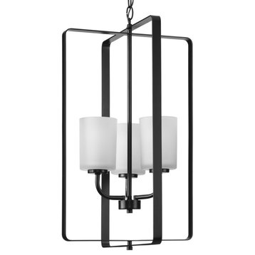 League 3 Light Foyer Pendant, Black