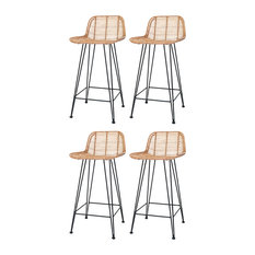 Rattan Bali Bar Stools, Natural, Set of 4