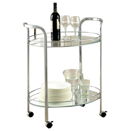 Loule Contemporary Serving Cart In Chrome Finish