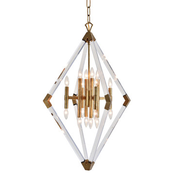 Antique Gold Metal Chandelier With Clear Acrylic Arm