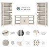 Key West Tall TV Stand with Set of 2 Bookcases in Linen White - Engineered Wood
