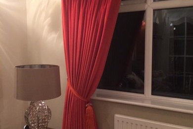 Red Pinch Pleat Curtains & Neo Design Studios Complete Pole