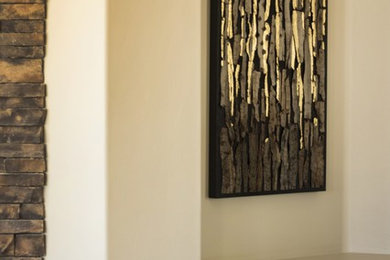 Example of a mid-sized trendy formal and open concept living room design