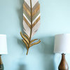 29"x9" White and Gold Feather Wall Decor