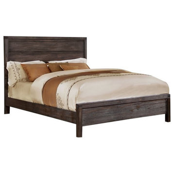 Furniture of America Krentin Wood King Panel Bed in Wire-Brushed Brown