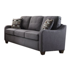 50 Most Por 2 Person Sofas Couches For 2018 Houzz Acme Furniture Cleavon Ii Sofa With 2 Pillows Gray Linen Sofas