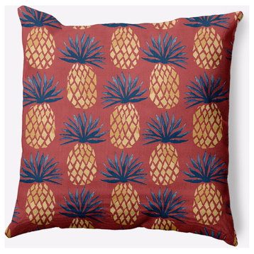 20x20" Pineapple Stripes Nautical Decorative Indoor Pillow, Ligonberry Red