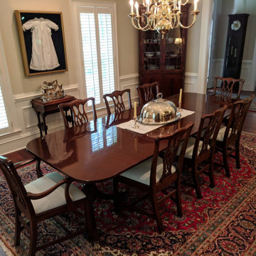 Cathedral Mahogany Table with Straight Leg Chippendale Chairs