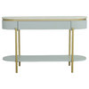 Deco District Sofa/Console Table, White/Faux Marble/Gold