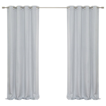 Basketweave Faux Linen Grommet Blackout Curtains