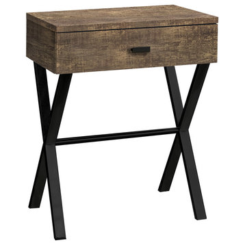 Accent Table 24"H, Brown Reclaimed Wood, Black Metal