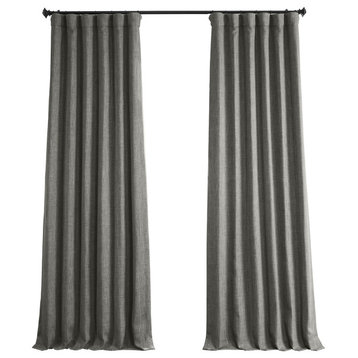 Faux Linen Darkening Curtain Single Panel, Blazer Gray, 50"x96"
