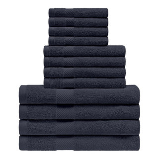 Blue Nile Mills 6 Piece Solid Decorative Cotton Towel Set - 2 Washcloth, 2  Hand Towel, 2 Bathroom Towel