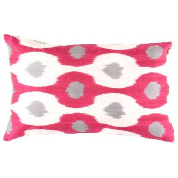 Canvello Decorative Throw IKAT Silk Pillow 16"x24"