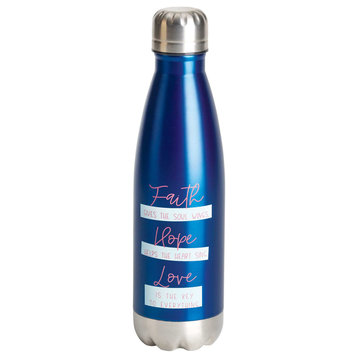 Faith Hope Love, Water Bottle, Blue, 17 Oz
