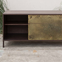 Walnut Credenza with Patinated Brass Doors - Accent Chests And Cabinets
