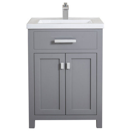 Water Creation Myra 24" Single Vanity, Double Door, Without Faucet, Cashmere Gray