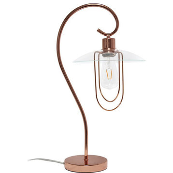 Lalia Home Iron Modern Scroll Table Lamp in Rose Gold