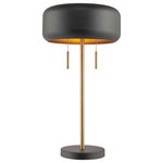 Novogratz x Globe Electric - Novogratz x Globe 22" 2-Light Metallic Dark Gray Table Lamp - This stunning lamp is as unique as it is functional. The funky metal shade surrounds two bulbs that can be used independently to create the perfect lighting solution while also saving energy use. Perfect for any space, this table lamp complements any decor style and can be paired with its matching floor lamp to create a fully flushed out design. Decorate with the Novogratz and Globe Electric - lighting made easy.