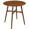 Retro Bar Pub Table, Wooden Construction With Sleek Legs & Round Top, Walnut