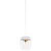 Acorn White Plug-In Pendant with LED Bulb, Polished Brass
