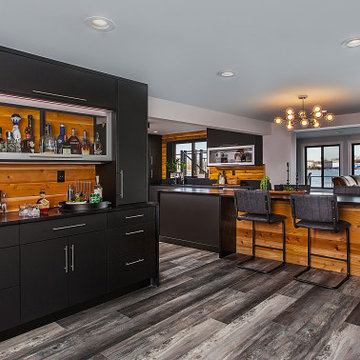 Dramatic Black & Cedar Kitchen