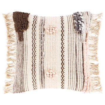 Lovisa Pillow, Beige/Pale Pink, 14"x22", Polyester Insert