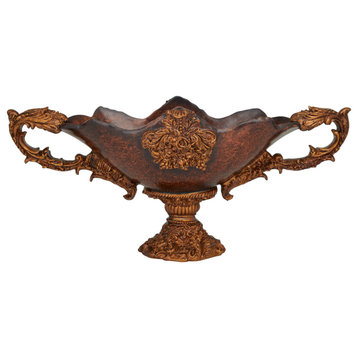 Traditional Dark Brown Polystone Decorative Bowl 561724