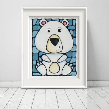 White Polar Bear Print for Nursery or Bedroom