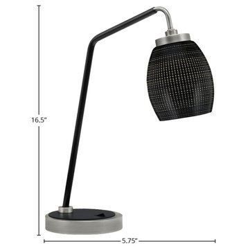 1-Light Desk Lamp, Graphite/Matte Black Finish, 5" Black Matrix Glass