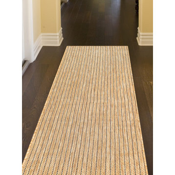Carmel Texture Stripe Indoor/Outdoor Rug, Sand, 1'11"x7'6" Runner