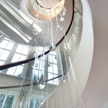 Spiral staircase with crystal chandelier