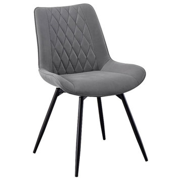Coaster Diggs Faux Leather Swivel Dining Chairs Gray and Gunmetal