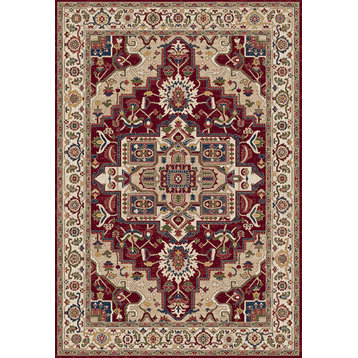 Juno Ivory And Red Area Rug, 2.2'X7.5'
