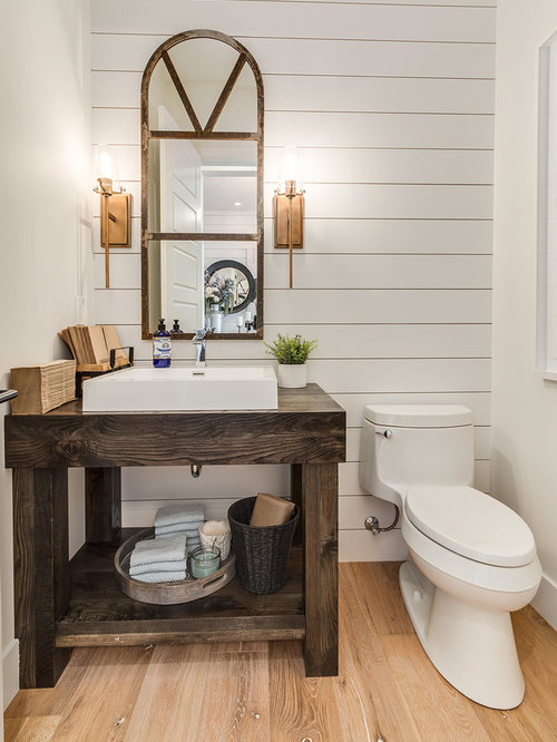 30 Trendy Powder Room with Dark Wood Cabinets and Light ...