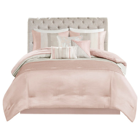 Madison Park Amherst 7 Piece Comforter Set, Blush/Taupe