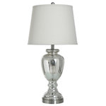 StyleCraft Home Collection - Mercury glass and brushed nickel table lamp with white linen drum shade - Accent your decor with this lovely Table Lamp.