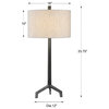 Elegant Satin White Grid Blocks Table Lamp 28 in Ceramic Linear Ridges Cylinder