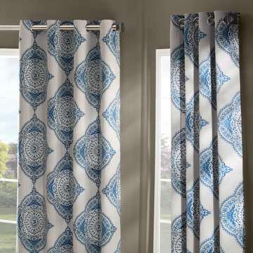 Henna Blue Grommet Blackout Room Darkening Curtain